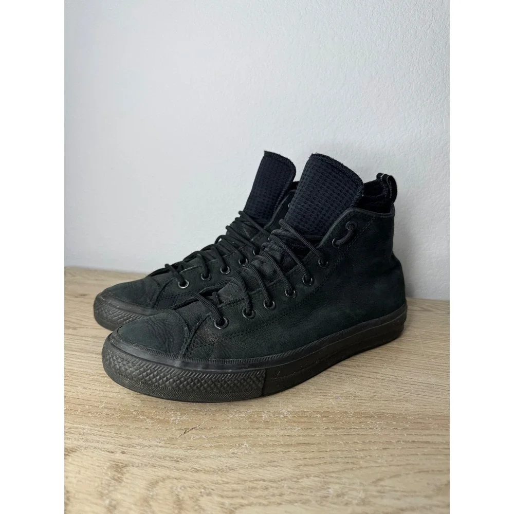 Converse Chuck Taylor All Star Black Leather Lunarlon High Top Mens 11.5 162409C - Picture 4 of 11